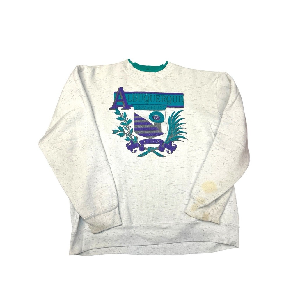 Vintage 90s ALBUQUERQUE New Mexico Sweatshirt Crewneck No Tag‎ Gray